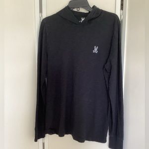 PSYCHO BUNNY long sleeve hoodie men’s Sz S shirt EUC black